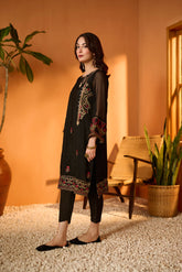 DA-1644 BLACK EMBROIDERED KURTA